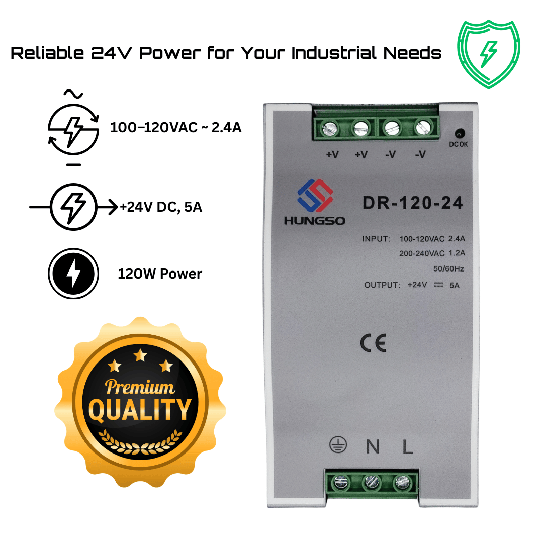 HUNGSO DR-120-24 Industrial Power Supply – 24V 5A (120W)